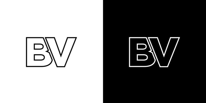 Letter B and V, BV logo design template. Minimal monogram initial based logotype.
