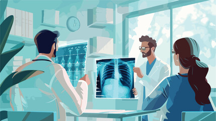Young doctors studying Xray image in clinic style - Powered by Adobe