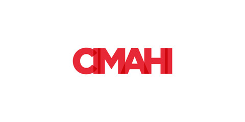Cimahi in the Indonesia emblem. The design features a geometric style, vector illustration with bold typography in a modern font. The graphic slogan lettering.