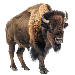 A magnificent bison buffalo isolated against a white background 