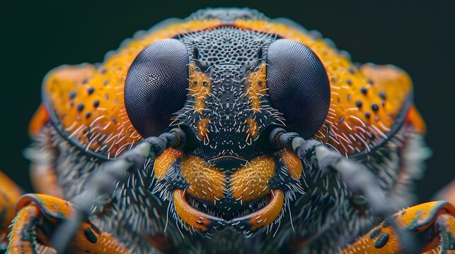 Intricate Hyperreal Close-up of a June Bug's Captivating Facial Features
