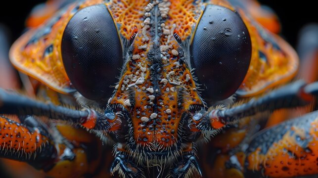 Hyperreal Macro Photography of a Boxelder Bug's Intricate Facial Features