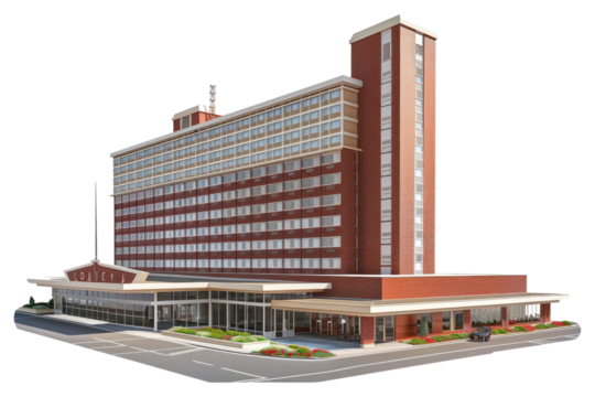 PNG Mid century hotel transportation architecture automobile. - Powered by Adobe