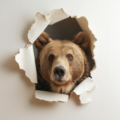 Bear head in a hole in the wall