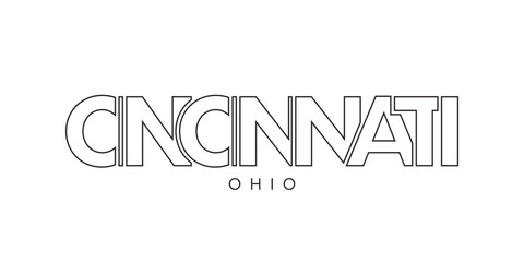 Cincinnati, Ohio, USA typography slogan design. America logo with graphic city lettering for print and web.