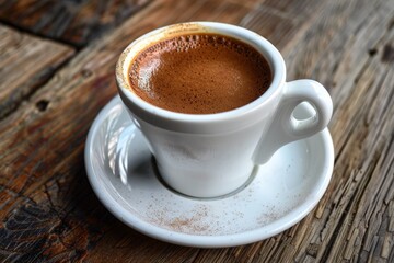 Fototapeta premium Red cup of cappuccino and chocolate on the table close-up. Food photo.. Beautiful simple AI generated image in 4K, unique.