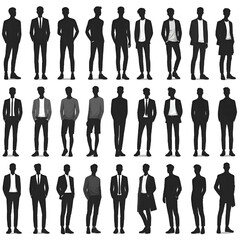 silhouettes of a men isolated on white background