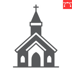 Fototapeta premium Church glyph icon, building and architecture , chapel vector icon, vector graphics, editable stroke solid sign, eps 10.