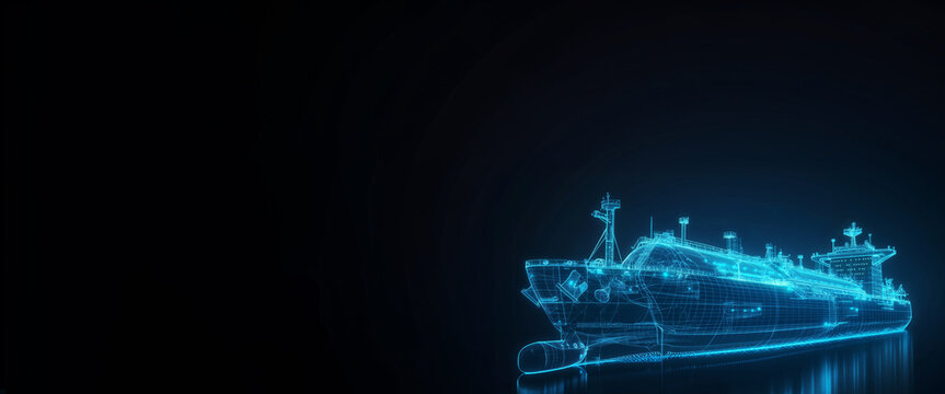 cargo ship LNG ship bunkering, shipping industry with container, new technology	