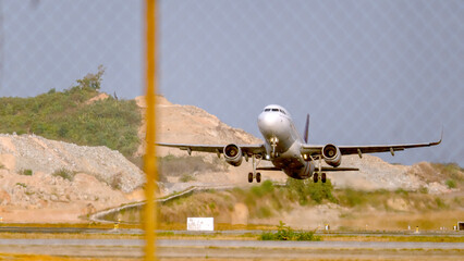 Airplane on the runway before takeoff