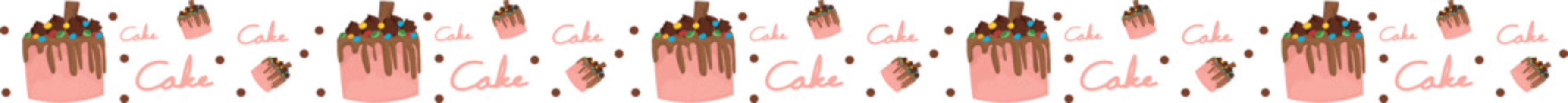 Chocolate cake line border illustration on transparent background.
