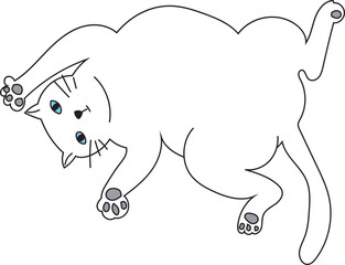 Cute cartoon white cat on transparent background.
