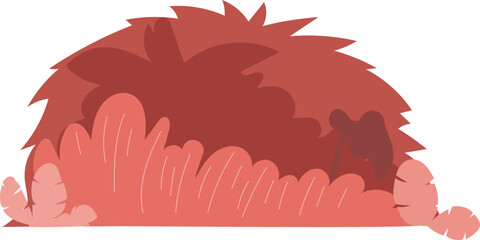 Cartoon pink bush illustration on transparent background.
