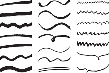 イラスト素材：ライン素材のあしらい　手書きのシンプルで黒いかわいい罫線. simple hand draw black borders