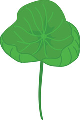 Cartoon lotus leaf illustration on transparent background.
