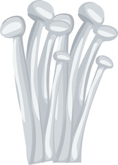 Golden needle mushroom illustration on transparent background.
