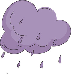 Cartoon rain clouds illustration on transparent background.
