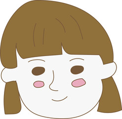 Cartoon girl illustration on transparent background.
