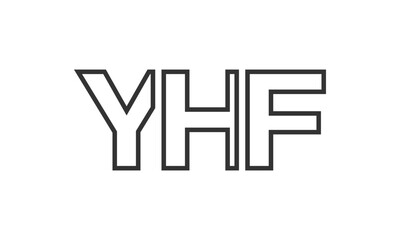 YHF logo design template with strong and modern bold text. Initial based vector logotype featuring simple and minimal typography. Trendy company identity.
