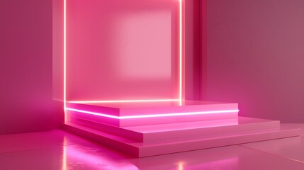 Obraz premium 3d pink neon product platform