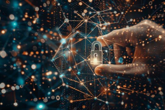 Secure business networks and data privacy with HTTPS and padlock measures, integrating API and OAuth to defend against malware in the digital realm.