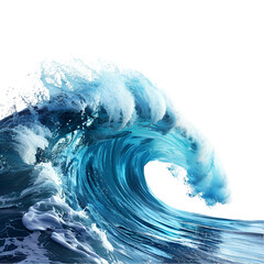an isolated, sizable ocean tidal wave against a white background 