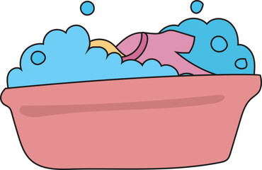 Naklejka premium Cartoon wash clothes illustration on transparent background. 