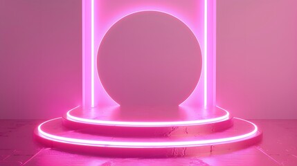 3d pink neon product platform