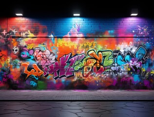 graffiti wall background using Generative AI, offering an imaginative twist on traditional street...