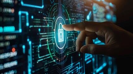 Fototapeta premium Use HTTPS and padlock security to protect business data and privacy on networks, integrating API and OAuth to safeguard against digital malware threats.