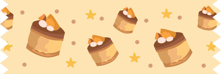 Orange cake washi tape on transparent background.