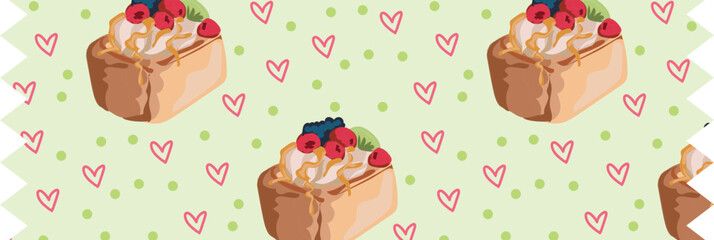 Honey toast washi tape on transparent background.

