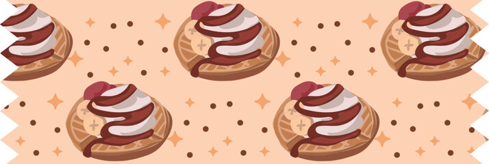 Waffle washi tape on transparent background.
