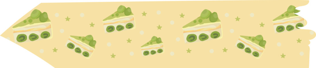 Matcha cake washi tape on transparent background.
