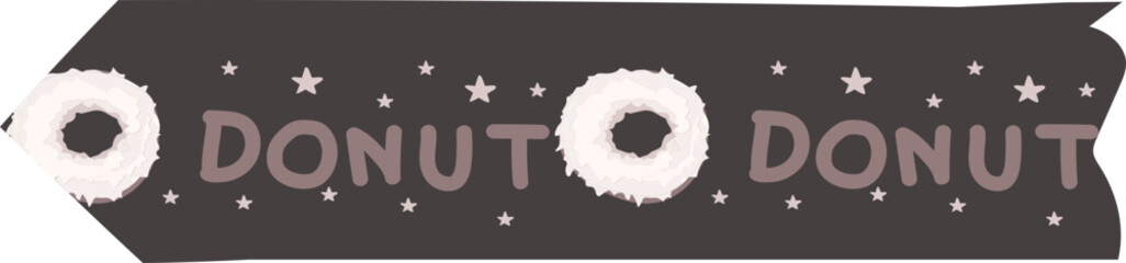 Donuts washi tape on transparent background.
