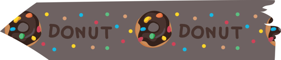 Fototapeta premium Chocolate donuts washi tape on transparent background. 