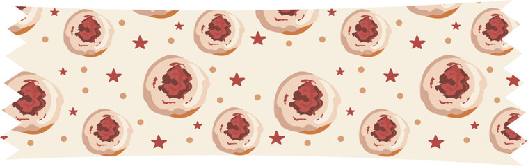 Strawberry donuts washi tape on transparent background.
