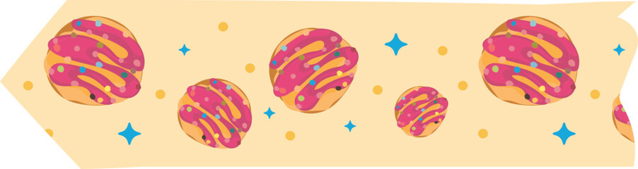 Strawberry donuts washi tape on transparent background.
