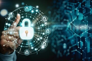 Obraz premium Strengthen digital business security with HTTPS, padlock protection, and robust API protocols to secure networks and safeguard data privacy against malware through OAuth.