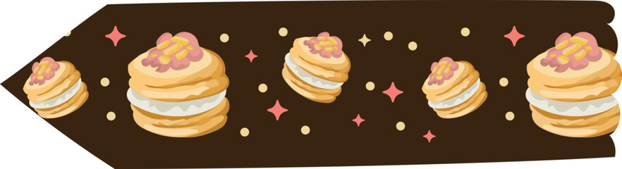 Cream macaron washi tape on transparent background.
