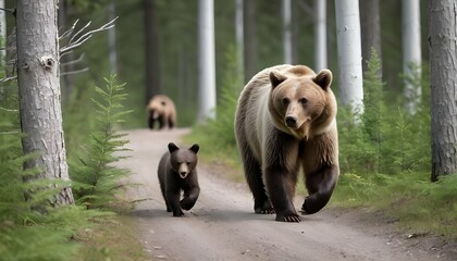 a-bear-cub-following-its-mother-through-the-woods-upscaled_4