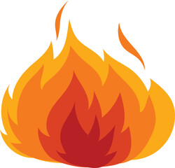 Cartoon fire illustration on transparent background.
