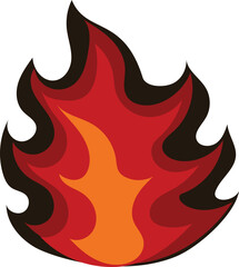 Cartoon fire illustration on transparent background.
