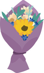 Beautiful bouquet illustration on transparent background.
