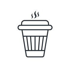 Paper Coffee cup, hot coffee line icon. Isolated vector illustration