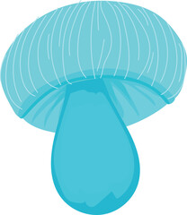 Blue mushroom illustration on transparent background.
