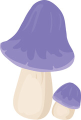 Purple mushroom illustration on transparent background.
