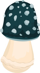 Black mushroom illustration on transparent background.
