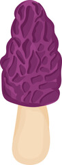 Purple mushroom illustration on transparent background.
