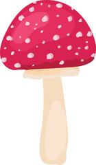 Pink mushroom illustration on transparent background.
